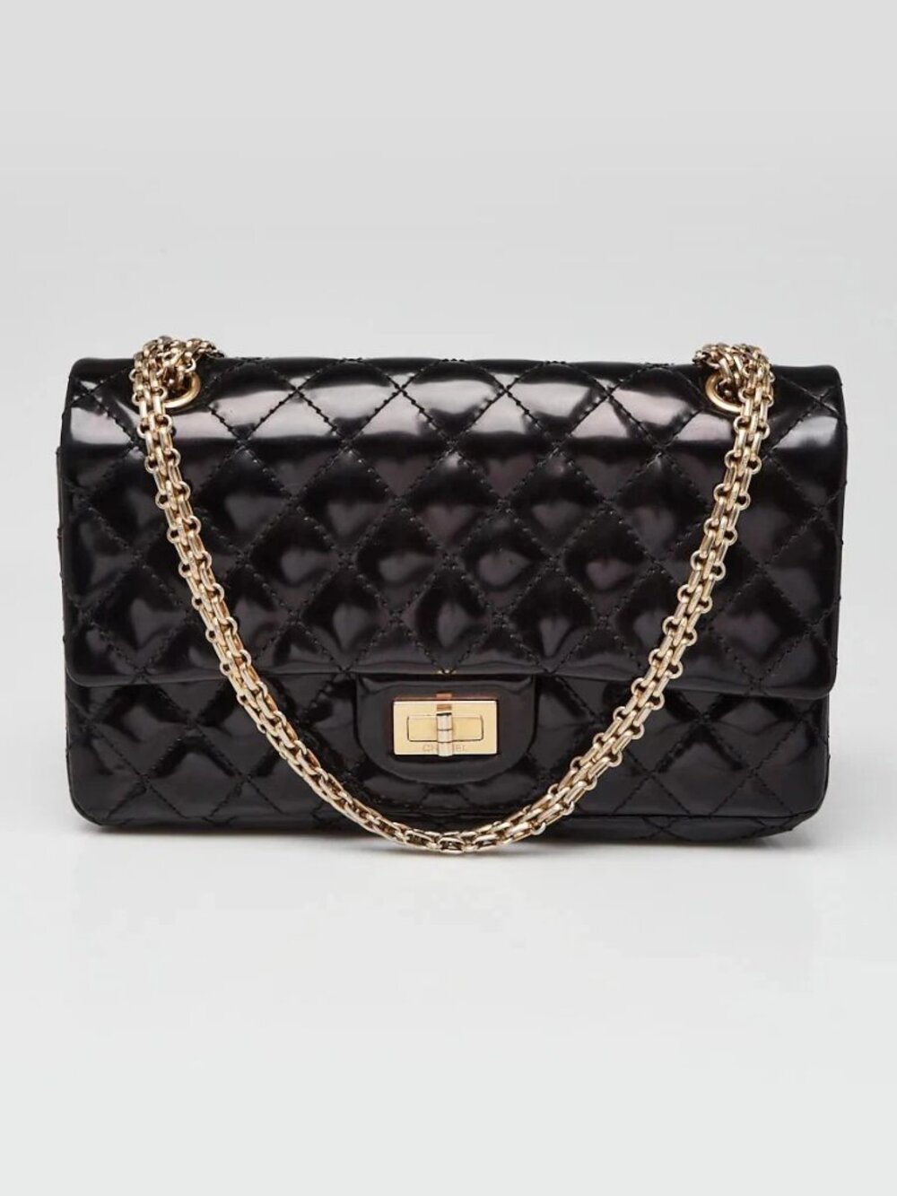 Chanel Black 2.55 Reissue Quilted Patent Leather Accordion Flap Bag